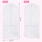 14 Pcs Garment Bags for Dance Costumes Clear PVC with Zippers 24 x 50 Inch Suits Bag with Pockets Dance Costume Organizer Carrier for Storage Cover for Adult(Fully Transparent White,Classic)