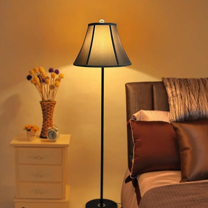 TOOTOO STAR 7" x 15" x 10.5" Fabric Lamp Shade, Royal Style Spider Lampshade, Home Decor Brown Bell Lampshade for Floor Lamp Table Lamp
