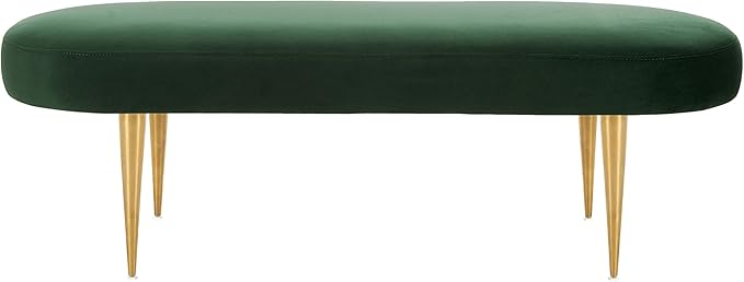Safavieh Home Collection Corinne Emerald and Gold Velvet Oval Bench
