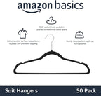 Amazon Basics Slim, Velvet, Non-Slip Suit Clothes Hangers, Pack of 50, Black