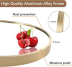 Gold Oval Mirror, 24"x36" Oval Bathroom Mirror, Vanity Mirror with Brushed Metal Frame, Wall Mount Mirrors Decor for Bathroom, Bedroom, Entryway, Living Room(Hangs Horizontally or Vertically)