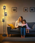 3-Light Black Floor Lamp for Living Room, Unique Candle Holder Style Tall Standing Lamps for Bedroom, 3000K Warmwhite Mid Century Modern Floor Lamp for Home Office(Bulbs Included)