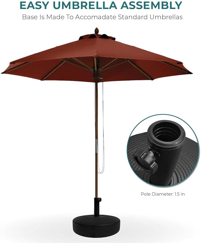 17L Round 18" Water/Sand Fillable Patio Outdoor Umbrella Base Stand w/Handle Carrier - Backyard Expressions