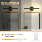 24 inch Black Bathroom Light Fixture 5 Color Temperature Dimmable LED Vanity Lights Bathroom Vanity Lights Over Mirror Light Bar Vanity Lighting Fixtures 5CCT