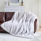Fluffy Faux Fur Throw Blanket – Super Soft Warm Thick Plush Blanket for Bed, Couch & Office, Cozy Fuzzy Throw with Flannel Backing,60"x80", White