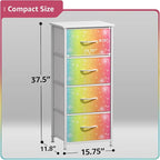 Sorbus Kids Dresser with 4 Drawers - Storage Chest Organizer Nightstand - Steel Frame, Wood Top, Tie-Dye Fabric Bins for Clothes - Wide Furniture for Bedroom, Hallway, Nursery, Closet, & Apartment