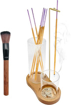2 in 1 Glass Incense Holder and Burner with Ash Catcher and Stick Storage,Anti-Ash Flying, Mess-Free for Meditation Yoga Spa Gift Home Decor