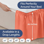 Wrap Around Dust Ruffle Bed Skirt - Coral - for King Size Beds with 21 Inch Drop - Easy Fit Elastic Strap - Adjustable Pleated Bedskirt w/Brushed Fabric - Wrinkle Free - for Women, Men, Kids & Teens