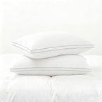Feather Pillows Queen Size Set of 2 Goose Down Pillows with 100% Breathable Cotton Cover, Hotel Collection Bed Pillows for Sleeping, Soft Support for Back, Stomach and Side Sleepers
