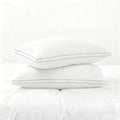 Feather Pillows King Size Set of 2 Goose Down Pillows with 100% Breathable Cotton Cover, Hotel Collection Bed Pillows for Sleeping, Soft Support for Back, Stomach and Side Sleepers