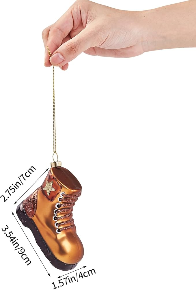 Hanging Christmas Ornaments 2025, Handcrafted Glass Blown Xmas Tree Decorations Holiday Ornaments Funny Gifts Collectible Winter Festival Decor for Home Party, Martin Boots