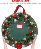 Primode Heavy Duty Christmas Wreath Storage Bag 48" - Handles Made Of Durable 600D Oxford Polyester Material Storage Bag Extra Large 48” Holiday Wreaths Container (Green)