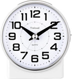 4.3" No Ticking Analog Alarm Clock,Silent Readable for Seniors,Easy to Set,Gradual Rise Alarm,Big Numbers,On/Off Switch on Side,Gentle Wake,Snooze,Lighted on Demand,Battery Operated,White