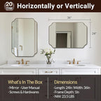ANDY STAR 24"x36" Gold Mirror, Brushed Brass Scalloped Wall Mirror, Bathroom Mirror for Vanity, Wall Mirror with Aesthetic Scalloped Edge Design Ideal for Bathroom, Bedroom or Entryway