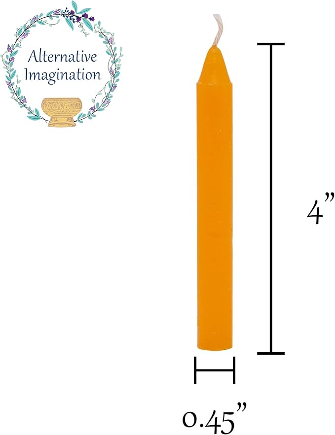 Alternative Imagination Orange Chime Candles - 20 Pack of Unscented 4 Inch Mini Taper Candles - Dripless Long Burning Ritual Candles for Meditation, Spell Work, Energy & Home Decor