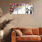 Novatique Banksy Canvas Wall Art for Bedroom Street Graffiti Wall Art Colorful Butterfly Painting Canvas Prints Pop Art Wall Decor for Living Room Office,12" x 16" x 3Pcs