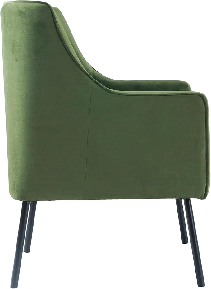 HomePop Mordern Accent Chair, Homepop Home Décor, Accent Chairs for Living Room & Bedroom, Fabric Reading Living Room Side Chair, Single Sofa with Lounge Seat and Metal Legs - Green Velvet
