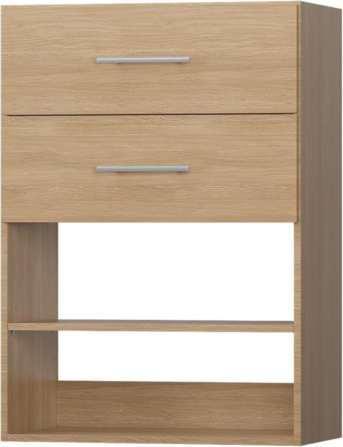 ROOMTEC 31.5" 2 Drawer Short Tower Closet Unit, Modular Closet System with Drawers and Shelf, Wardrobe Organizer for Bedroom or Walk-in Closet, Wall Mounted, Customizable Clothes Storage Unit, Wood