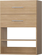 ROOMTEC 31.5" 2 Drawer Short Tower Closet Unit, Modular Closet System with Drawers and Shelf, Wardrobe Organizer for Bedroom or Walk-in Closet, Wall Mounted, Customizable Clothes Storage Unit, Wood