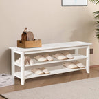 Shoe Rack Bench for Entryway with Storage, 48", 3-Tier Wooden Shoe Bench for Hallway, Front Door, Entrance, White