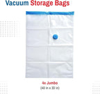 Spacesaver 4 Pack Jumbo Vacuum Storage Bags for Blankets & Clothes – Jumbo Vacuum Sealed Compression Bags with Hand Pump – Space Saver Storage Bags for Bedding, Moving, Travel & Organization