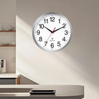 Atomic Wall Clock Modern 14 Inch Battery Operated Analog Clock Decorative for Bedroom Kitchen Bathroom Office Home Living Room (Silver)