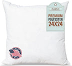 Pillowflex Premium Polyester Throw Pillow Insert - 24x24 - Ultra Soft Square Throw Pillow, Couch Sham, Lumbar, Back, Sofa - Machine Washable - Decorative Accent Form - 1 Soft Pillow