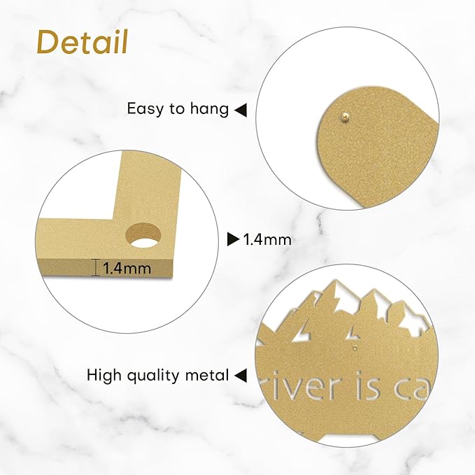 SIGNLEADER Metal Wall Art Decor - Kayak with Paddles Sport Minimalist Modern Abstract Wall Sculpture Hanging Home Decoration for Living Room, Bedroom, Bathroom, Kitchen, Studio, Outdoor - 30" Gold