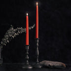 Bluecorn Beeswax Taper Candles, 100% Pure Natural Bees Wax, 12 Inch Pair, Orange Candlesticks, Unscented, Clean Burning & Dripless, Long Lasting, Thanksgiving & Christmas Decor, American Made, 1 Count