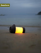 Rechargeable Outdoor Lantern Waterproof, Dimmable Warm White & Flickering Flame Mood Light, Portable Cordless Table Lamp for Patio/Camping/Shower/Emergency Power Outage (Khaki)