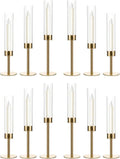 12PCS Gold Candle Sticks Holder in Bulk for Party Table Centerpiece,Metal Candelabra Centerpieces with Acrylic lampshade for Wedding Easter candelabros para centros de mesa