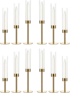 12PCS Gold Candle Sticks Holder in Bulk for Party Table Centerpiece,Metal Candelabra Centerpieces with Acrylic lampshade for Wedding Easter candelabros para centros de mesa