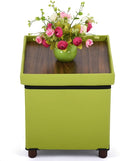 Storage Ottoman, Ottoman with Storage for Living Room Ottoman Square Tray Bedroom Cube Foot Rest Stool with Legs Small Ottomans Coffee Table Lid Foldable Footstool Faxu Leather 15" in (Green)
