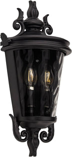 John Timberland Casa Marseille European Outdoor Wall Light Fixture Textured Black Scroll 17" Clear Hammered Glass for Exterior House Porch Patio Outside Deck Garage Yard Front Door Garden Home