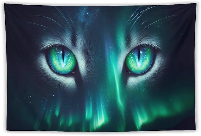 VUMIVI Cat Eye Galaxy Tapestry Mystical Northern Lights Starry Sky Abstract Aurora Art Magical Fantasy Decor Tapestry Wall Hanging for Living Room Bedroom Dorm Classroom Aesthetic Decor W60xL40in