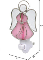 Stained Glass Angel Night Light Decorative Accent Lite Wall Plug in Nightlight for Hallway Bedroom Bathroom Kitchen Nature Themed Home Décor