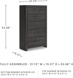 Signature Design by Ashley Delmorta Rustic 5-Drawer Chest of Drawers with Safety Stop, Gray