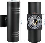 Dusk to Dawn Porch Lights Outdoor 2 Pack, Modern Exterior Lighting Fixtures 13In, Cylinder Outdoor Wall Lights Up Down Sconce Lighting for House Doorway, ETL Listed
