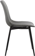 Armen Living Monte Mid Century Modern Dining Accent Chair for Table Kitchen Desk Vanity in Charcoal Gray Faux Leather with Black Metal Legs