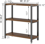 FOLUBAN Small Bookshelf and Bookcase, 3 Tier Low Short Book Shelf, Industrial Metal and Wood Book Case for Living Room Bedroom, Rustic Walnut