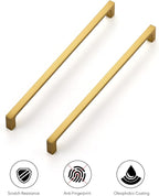 Ravinte 5 Pack 10 Inch Solid Square Cabinet Pulls - Brushed Brass Handles for Kitchen Cabinets & Drawers