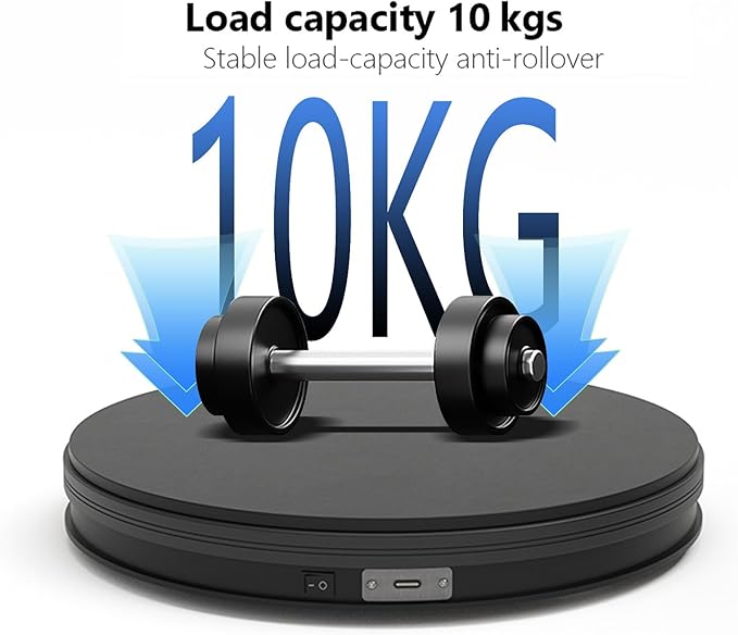 Turner Cup Display Stand,Rotating Display Stand Easy to Switch Direction, Spinning Platform , 360 Degree Motorized Photography Turntable for Jewelry, Shoes Display and Shooting, Lazy Susan (BK-250MM)