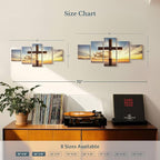 Elephant Stock Holy Cross Wall Art Multi Piece Canvas - 5 Panel Christian Pictures Decor - Digital Design Canvas Print - Christian Wall Decor - 36" X 15"
