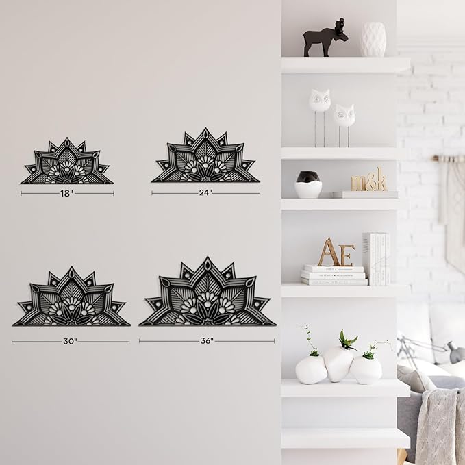 SIGNLEADER Metal Wall Art Decor Flower Minimalist Modern Abstract Wall Sculpture Hangings Home Decoration for Living Room, Bedroom, Bathroom, Kitchen, Outdoor - 18" Black