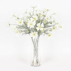 2 Pcs Artificial Fake Flowers Plants Cosmos Silk Flower Arrangements Wedding Bouquets Decorations Plastic Floral Table Centerpieces for Home Kitchen Garden Party Decor Approx 23.6'' High - White