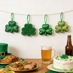 St Patrick's Day Shamrocks Hanging Ornaments, 24Pcs Green Shamrocks Hanging Ornament Luck Clover Bauble Decoration for Saint Patrick's Party Supplies Tiered Tray Table Crafts Decor