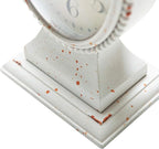 NIKKY HOME Vintage Table Clock, Battery Operated Rustic Distressed Style, Shabby Chic Home Décor for Fireplace Mantel, Shelf, Desktop, Countertop - White