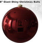 Maroon 8.0" Extra Large Christmas Ornaments - Christmas Tree Decoration Balls Shatterproof Hanging Shiny Balls for Birthday Holiday Wedding Decorations Set of 2pcs