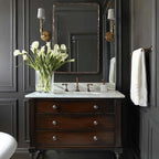 ANDY STAR Hand-Forged Bronze Bathroom Mirrors for Wall, 22x30 Inch Vintage Solid Steel Metal Frame Bathroom Vanity Mirror, Antique Rounded Rectangle Wall Mirror, Hangs Horizontally or Vertically