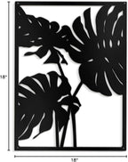 SIGNLEADER Metal Wall Art Decor Three Tropical Monsteras Leaf Minimalist Modern Abstract Wall Sculpture Hangings Home Decoration for Living Room, Bedroom, Bathroom, Kitchen, Outdoor - 18" Black